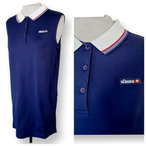 Ellesse Italy Polo Shirt Preppy Cotton Sleeveless Lady Like Spring Summer Navy L